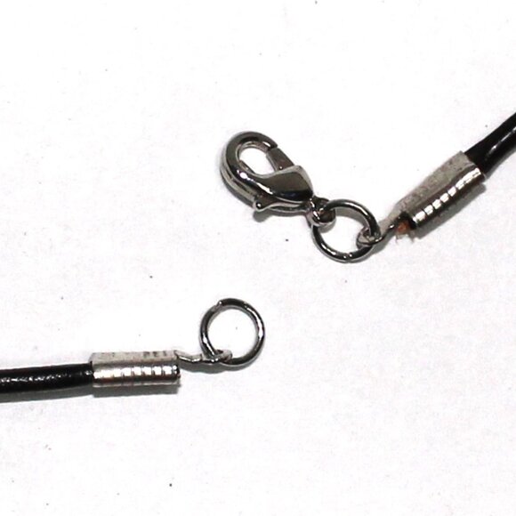 Black Corded Lobster Clasp Necklace With Unique Dark Pendant - Picture 6 of 9